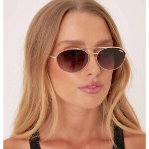 Quay Australia Easily Amused 44MM Round Sunglasses- Gold Frame/Brown Lens